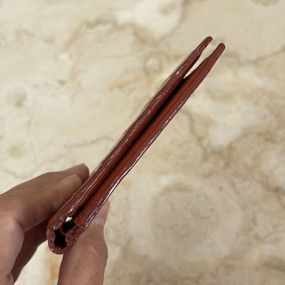 Leather Croc Embossed Bifold Compact Wallet - Picture 6 of 12